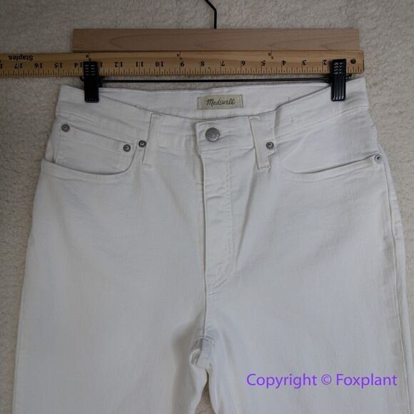 New! Madewell Cali Demi-Boot Jeans in Pure White: Raw-Hem Edition, 30 - Picture 4 of 15
